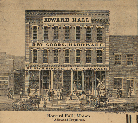 Howard Hall, J. Howard, Proprietor - Albion, Calhoun 1858