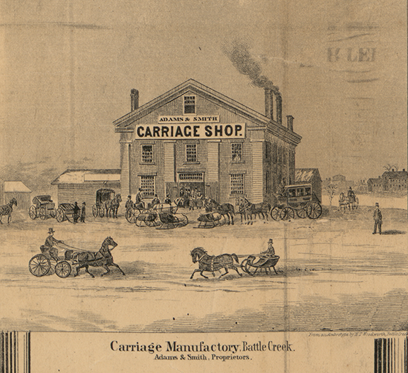 Carriage Manufactory, Adams & Smith, Proprietors - Battle Creek, Calhoun 1858