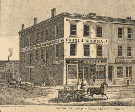 Edwin R. Clarke's Drug Store - Coldwater, Branch 1858