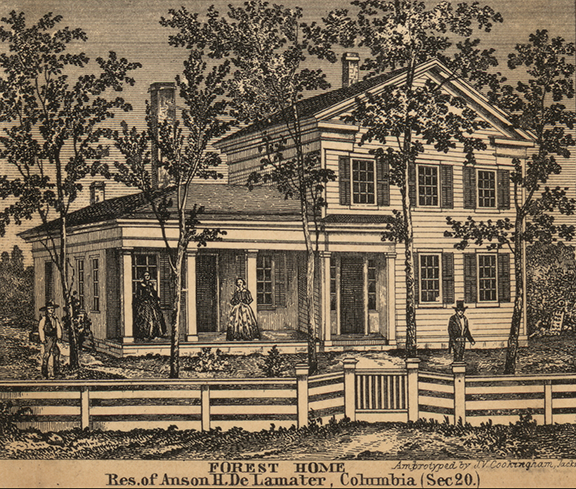Forest Home, Residence, Anson H. De Lamater, Section 20, Columbia, Jackson 1858