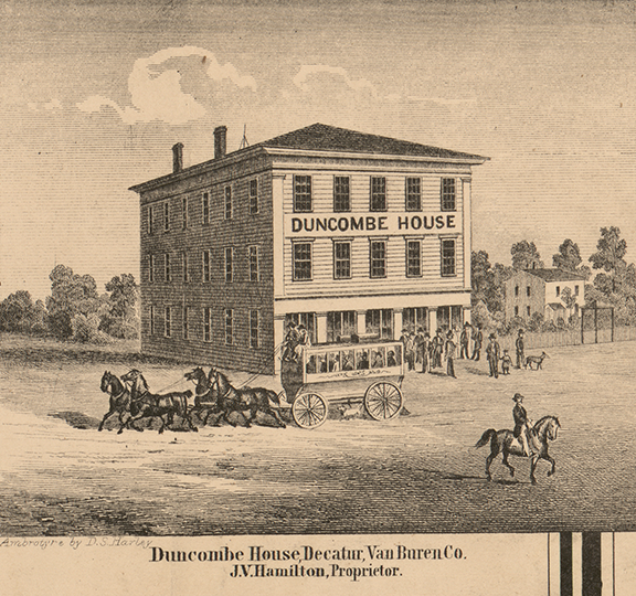 Duncombe House, J.V. Hamilton, Proprietor - Decatur, Van Buren 1860