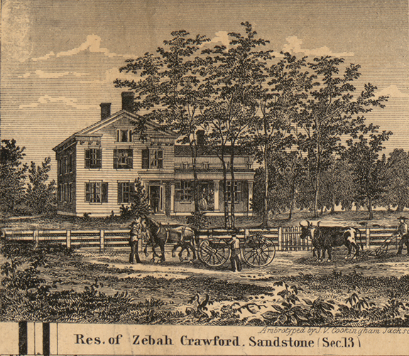 Residence, Zebah Crawford, Section 13, Sandstone, Jackson 1858