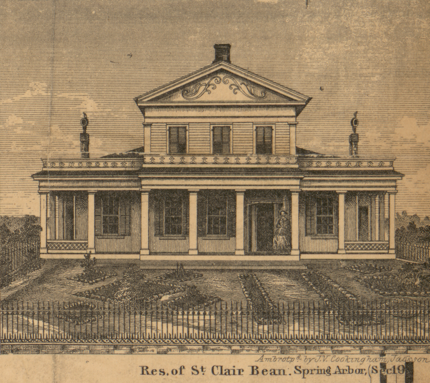 Residence, St.Clair Bean, Section 19, Spring Arbor, Jackson 1858