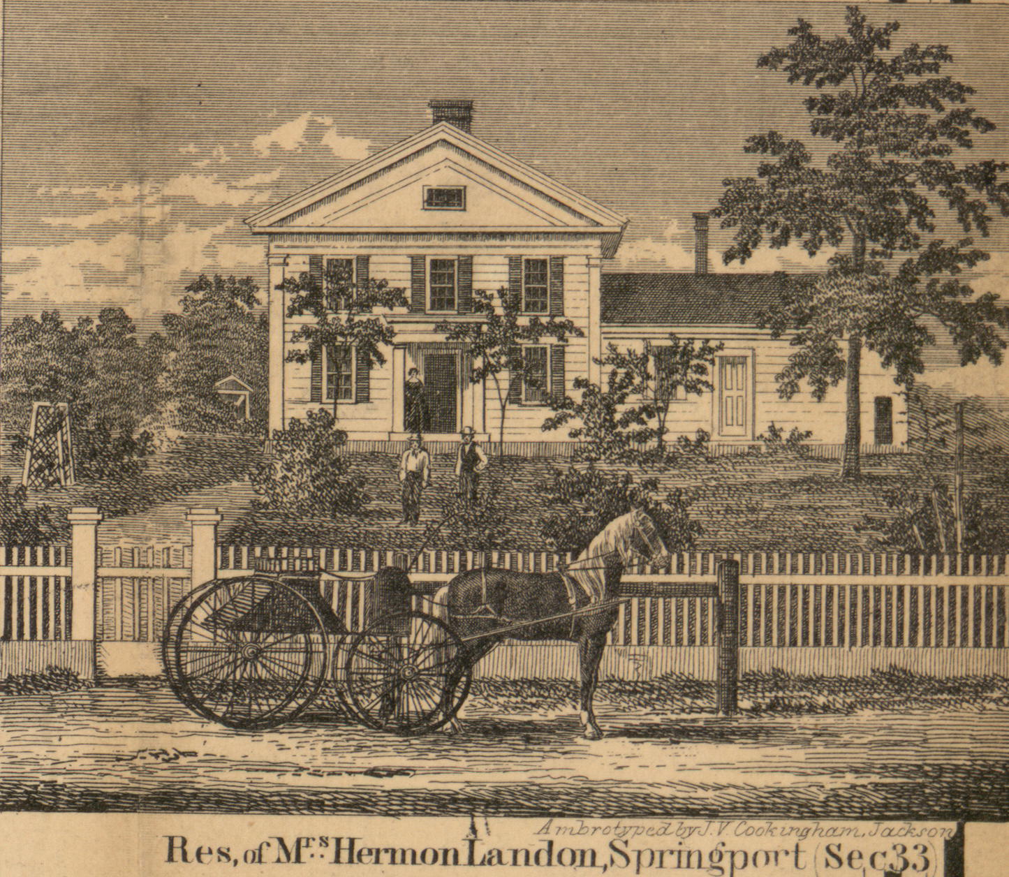 Residence, Mrs Herman Landon, Section 33, Springport, Jackson 1858