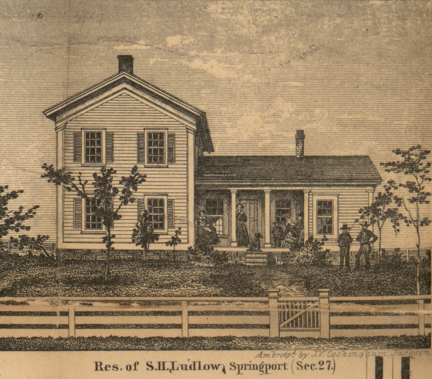Residence, S.H. Ludlow, Section 27, Springport, Jackson 1858