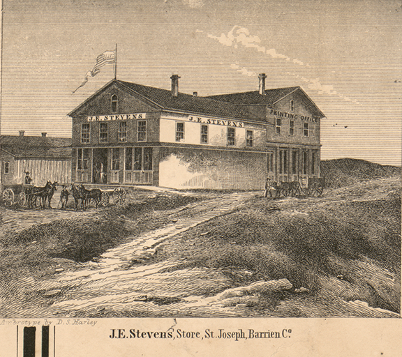 J.E. Stevens, Store - St. Joseph, Berrien 1860