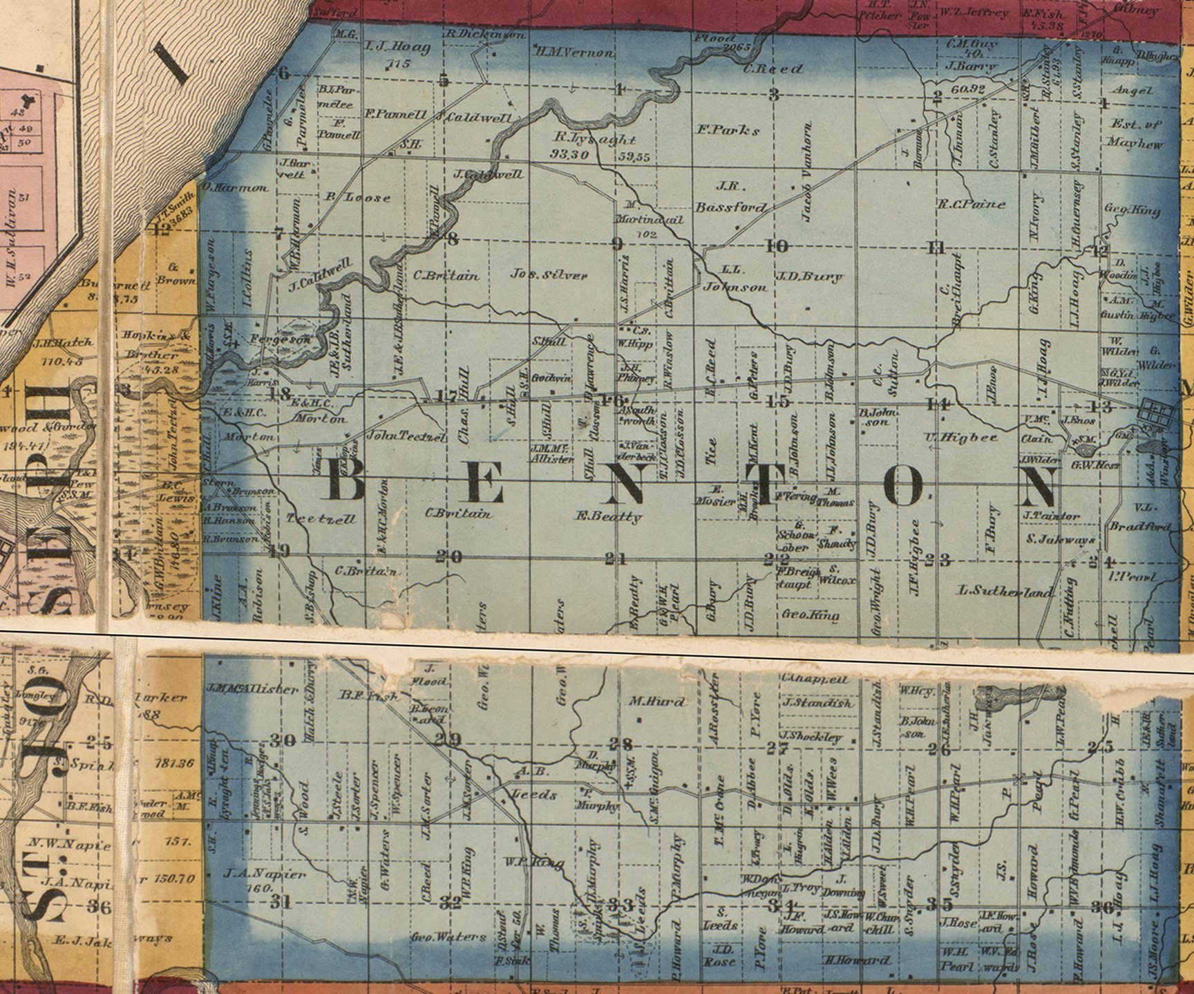 1860 Benton Township, Michigan landownership map