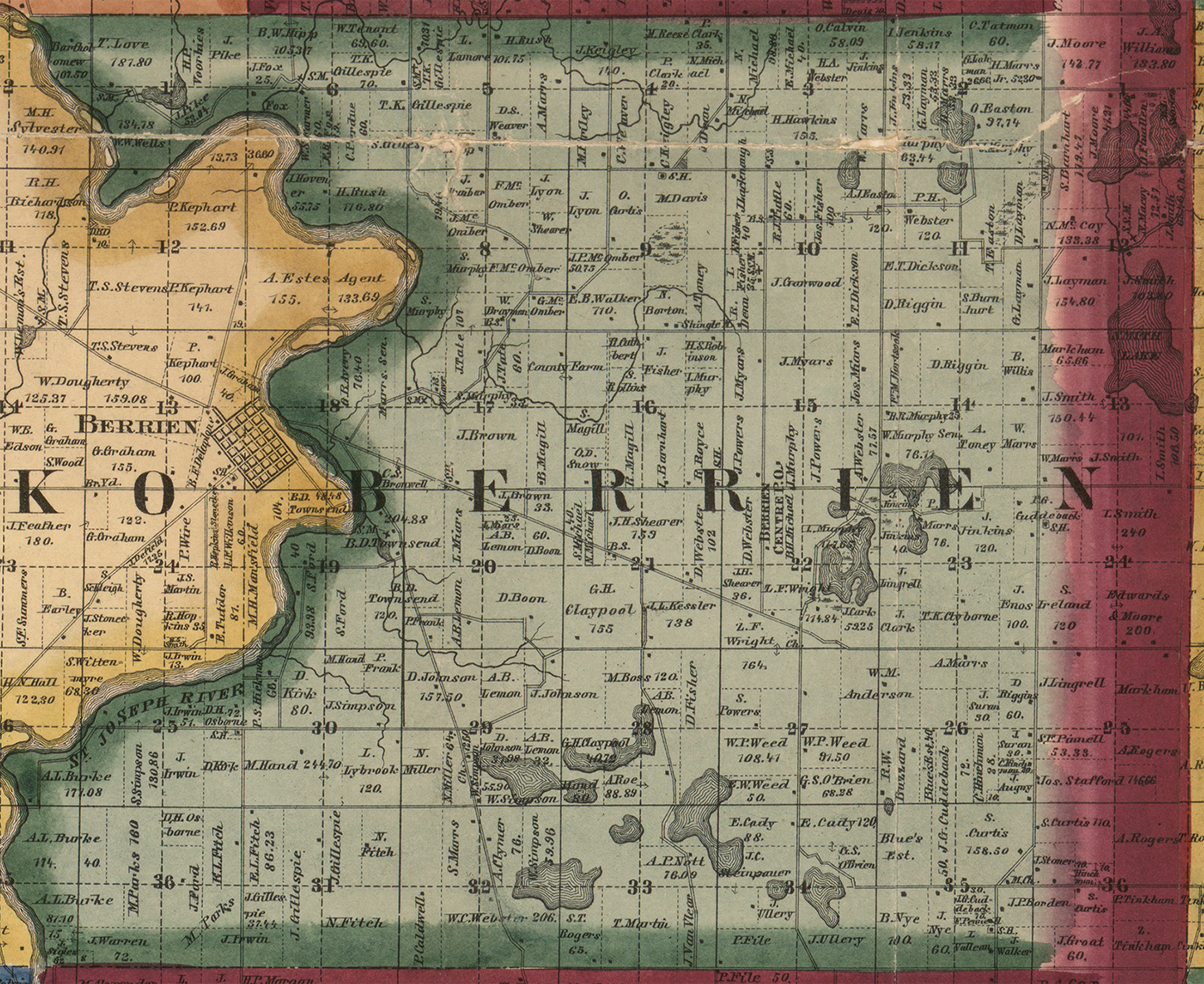 1860 Berrien Township, Michigan landownership map