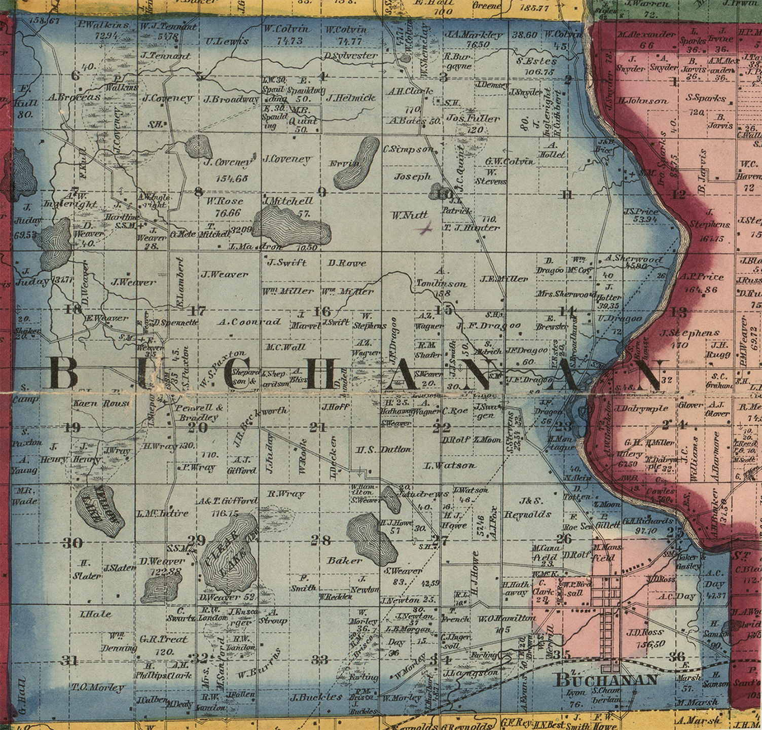 1860 Buchanan Township, Michigan landownership map