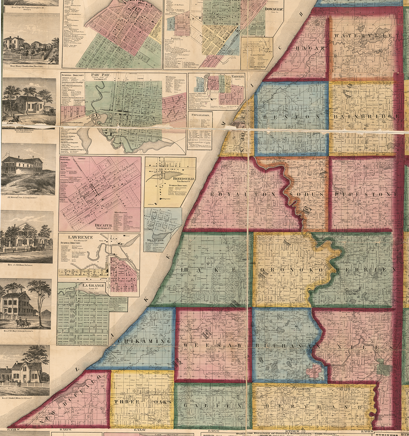 1860 Berrien County Michigan landownership map