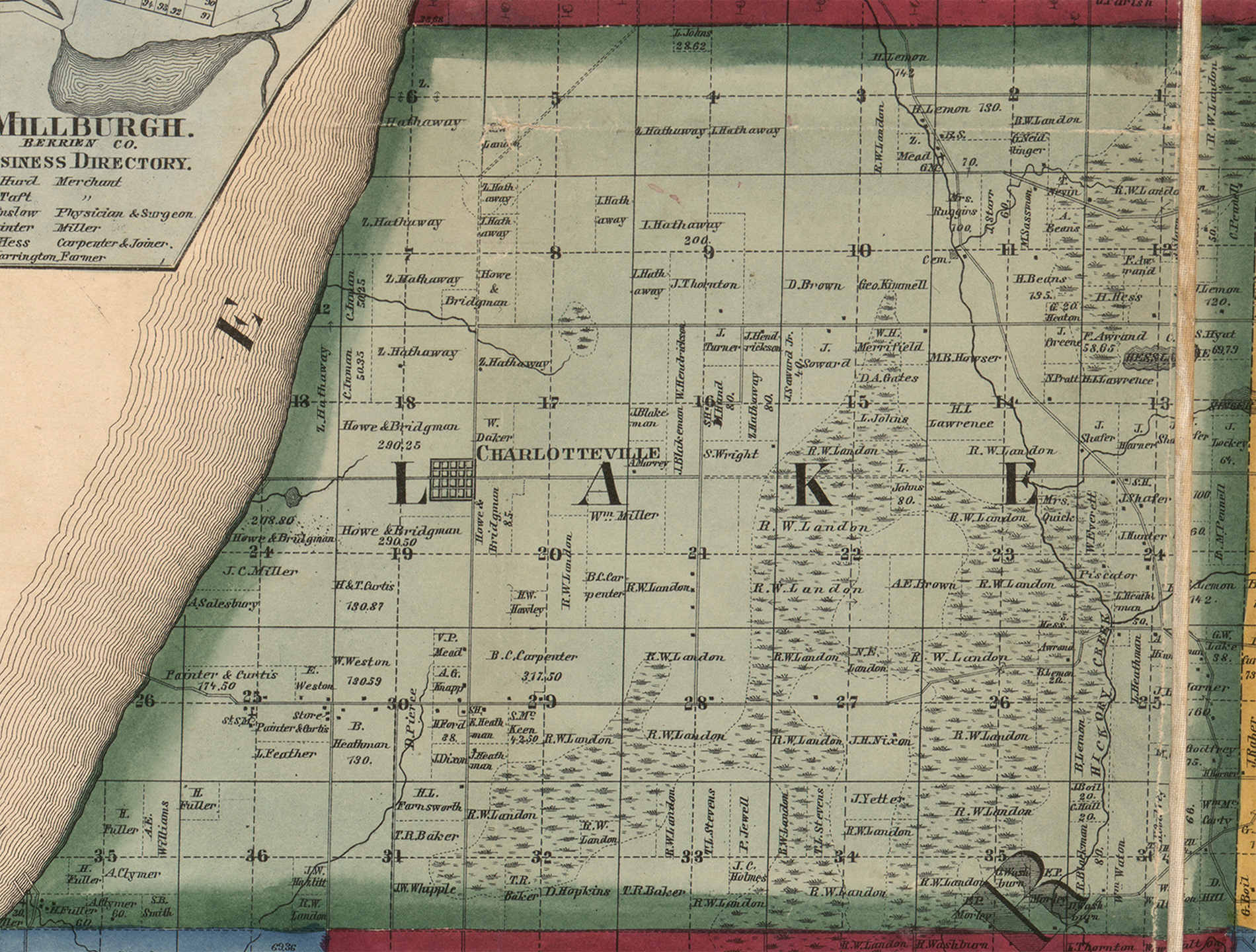 1860 Lake Township, Michigan landownership map
