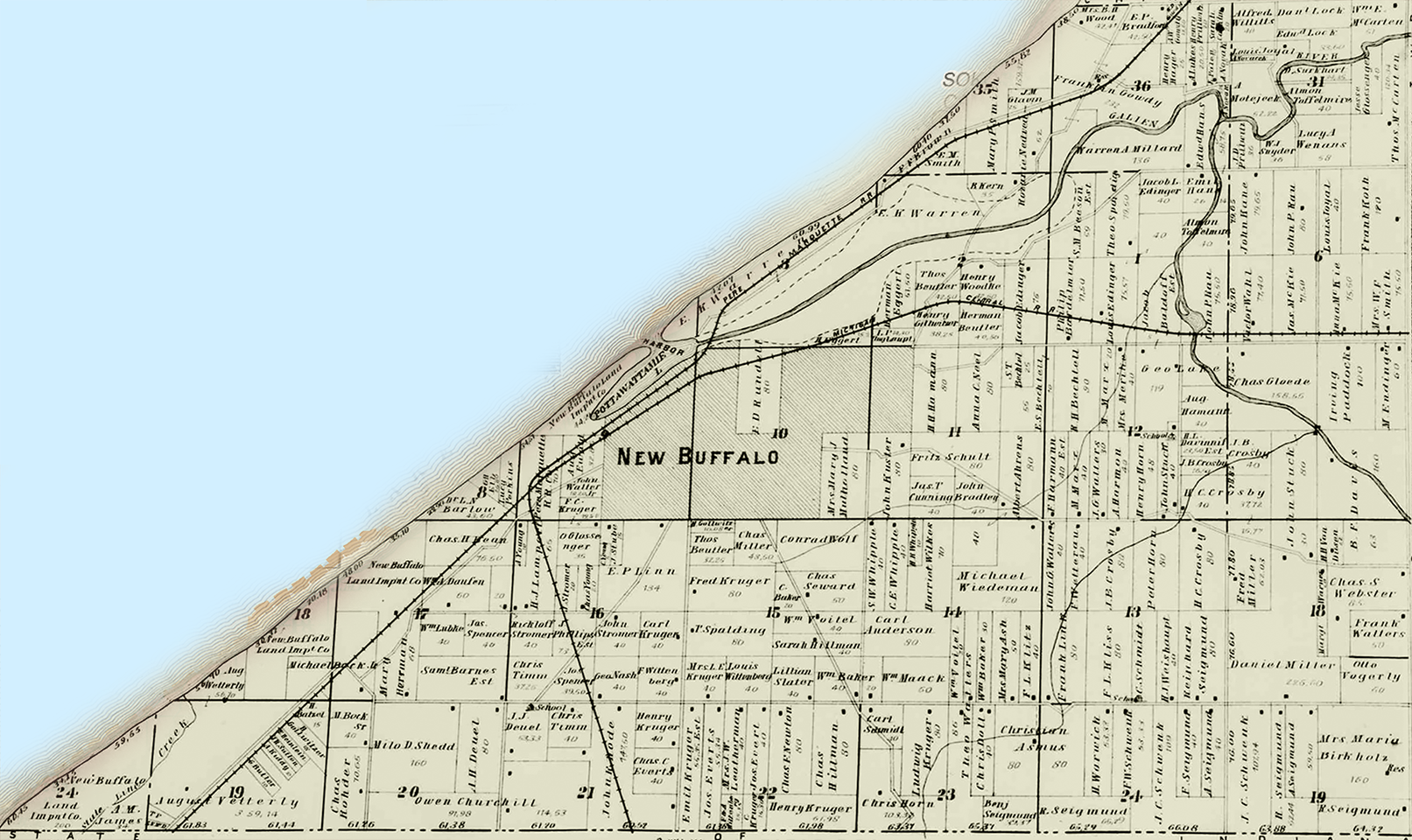 1903 New Buffalo Township, Michigan landownership map