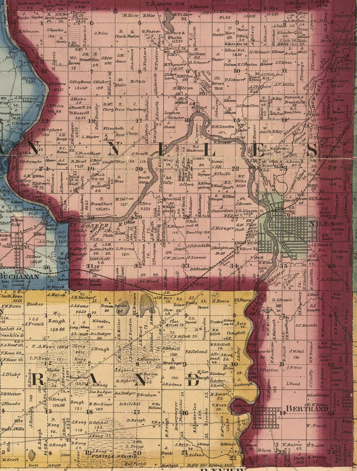 1860 Niles Township, Michigan landownership map