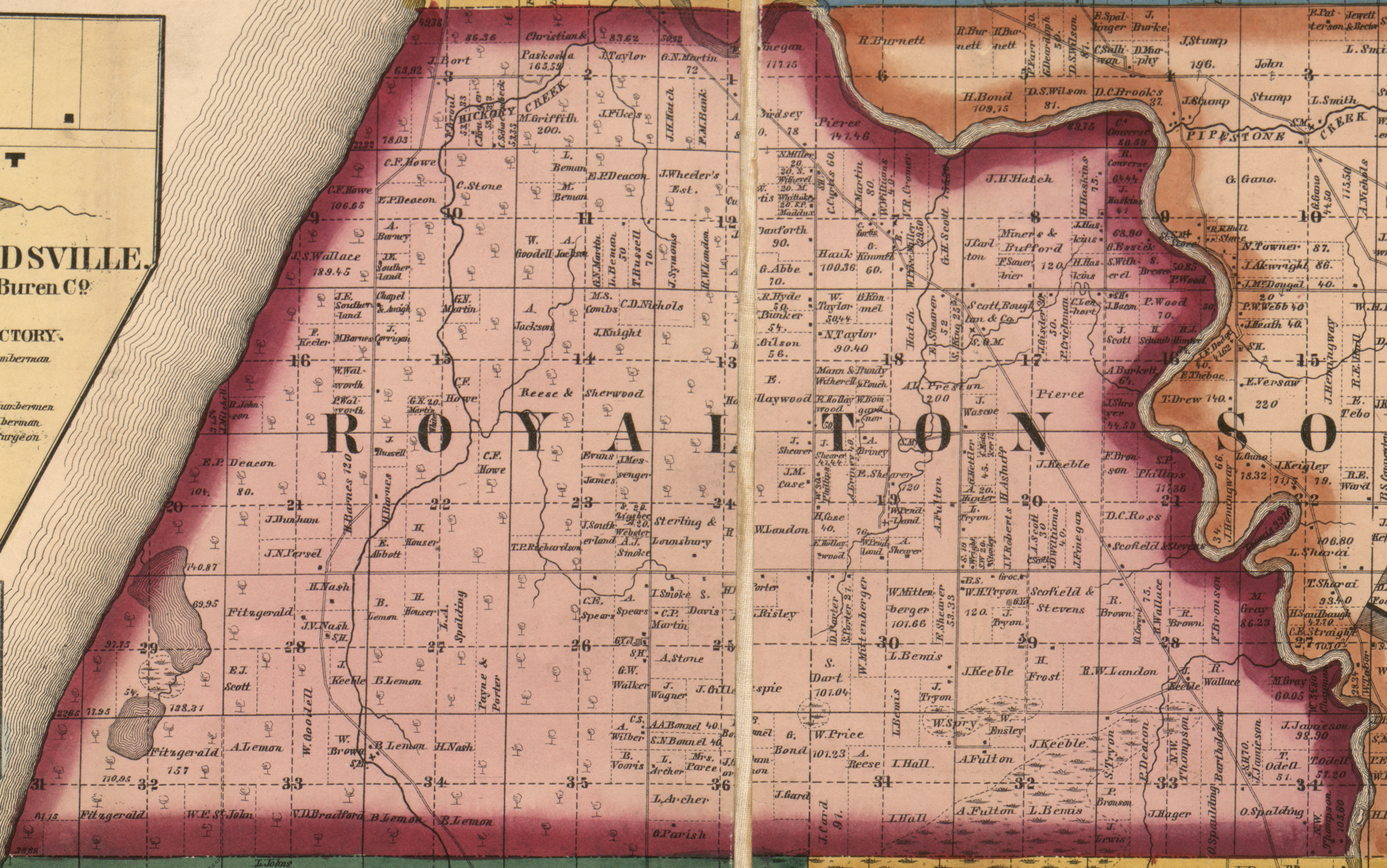 1860 Royalton Township, Michigan landownership map