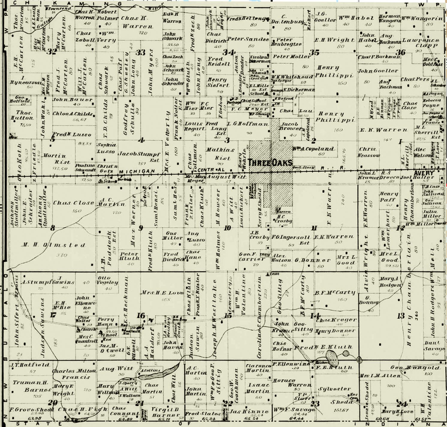 1903 Three Oaks Township, Michigan landownership map