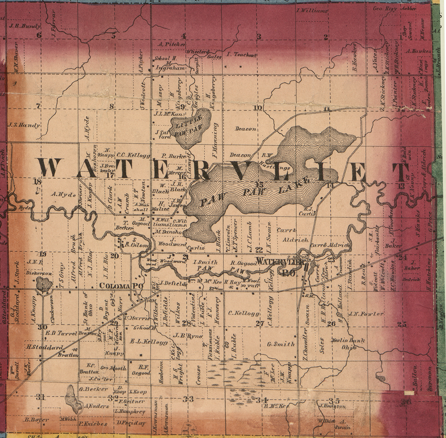 1860 Watervliet Township, Michigan landownership map