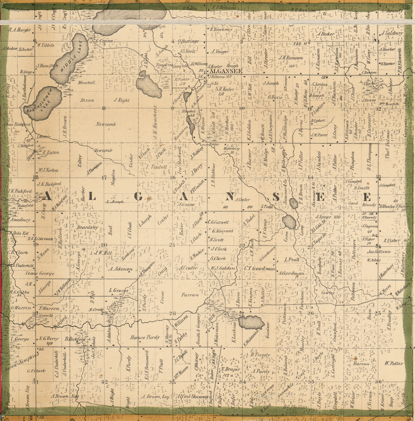 1858 Algansee Township, Michigan landownership map