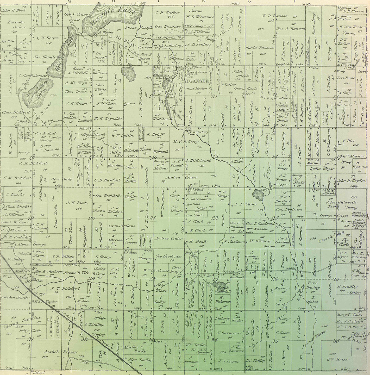 1872 Algansee Township, Michigan landownership map