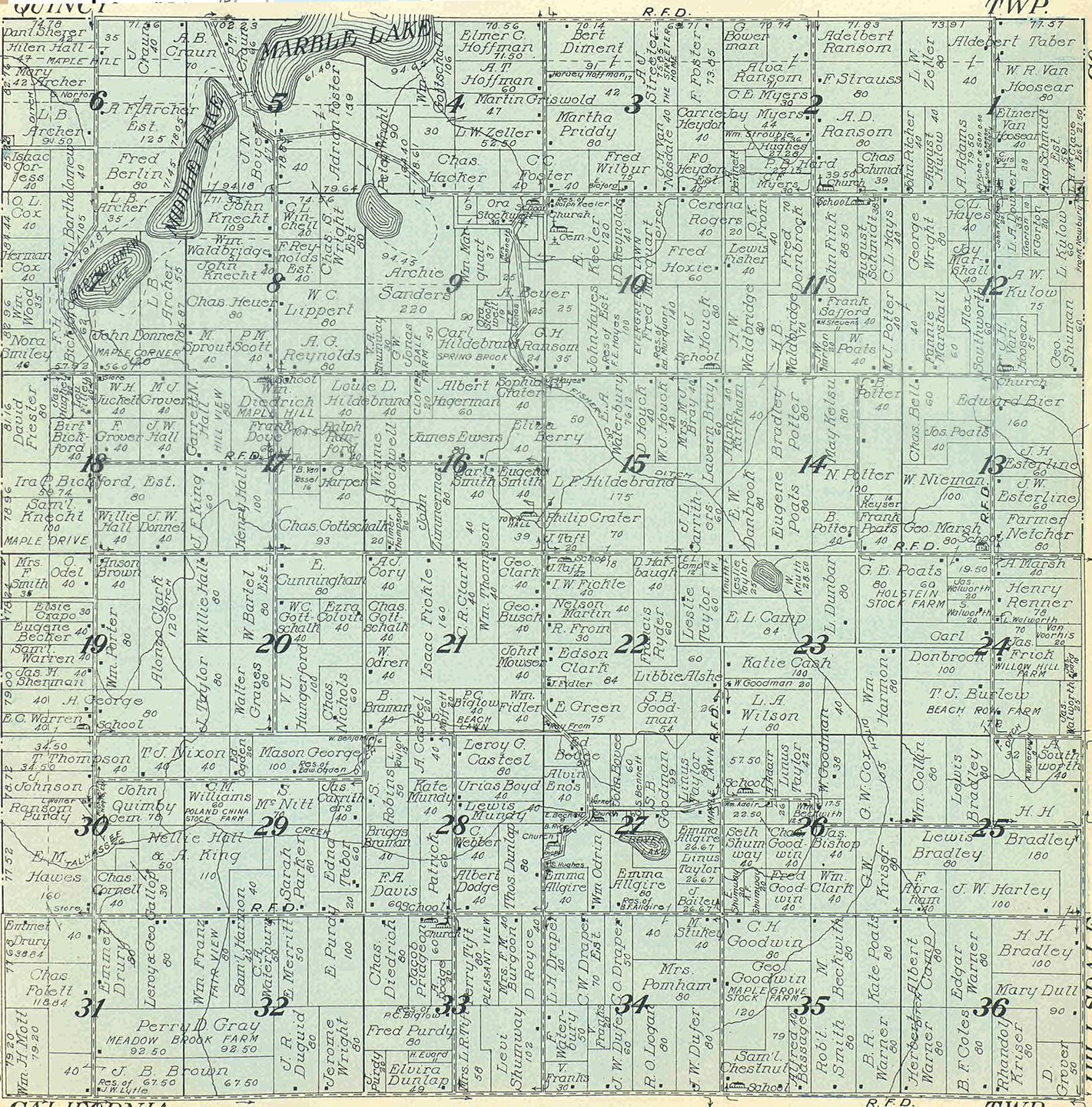 1915 Algansee Township, Michigan landownership map