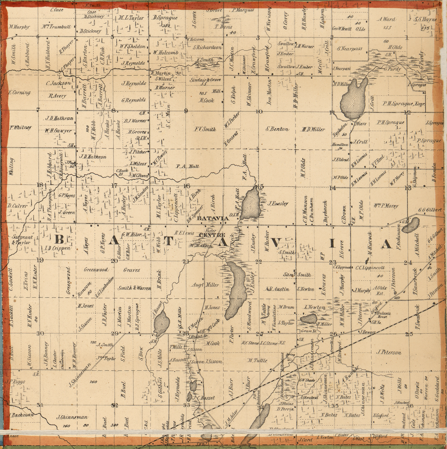 1858 Batavia Township, Michigan landownership map