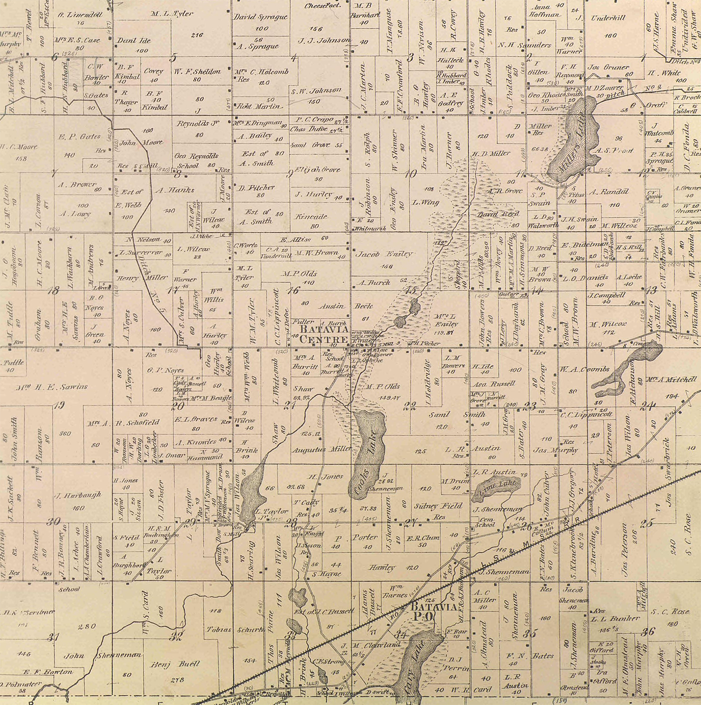 1872 Batavia Township, Michigan landownership map