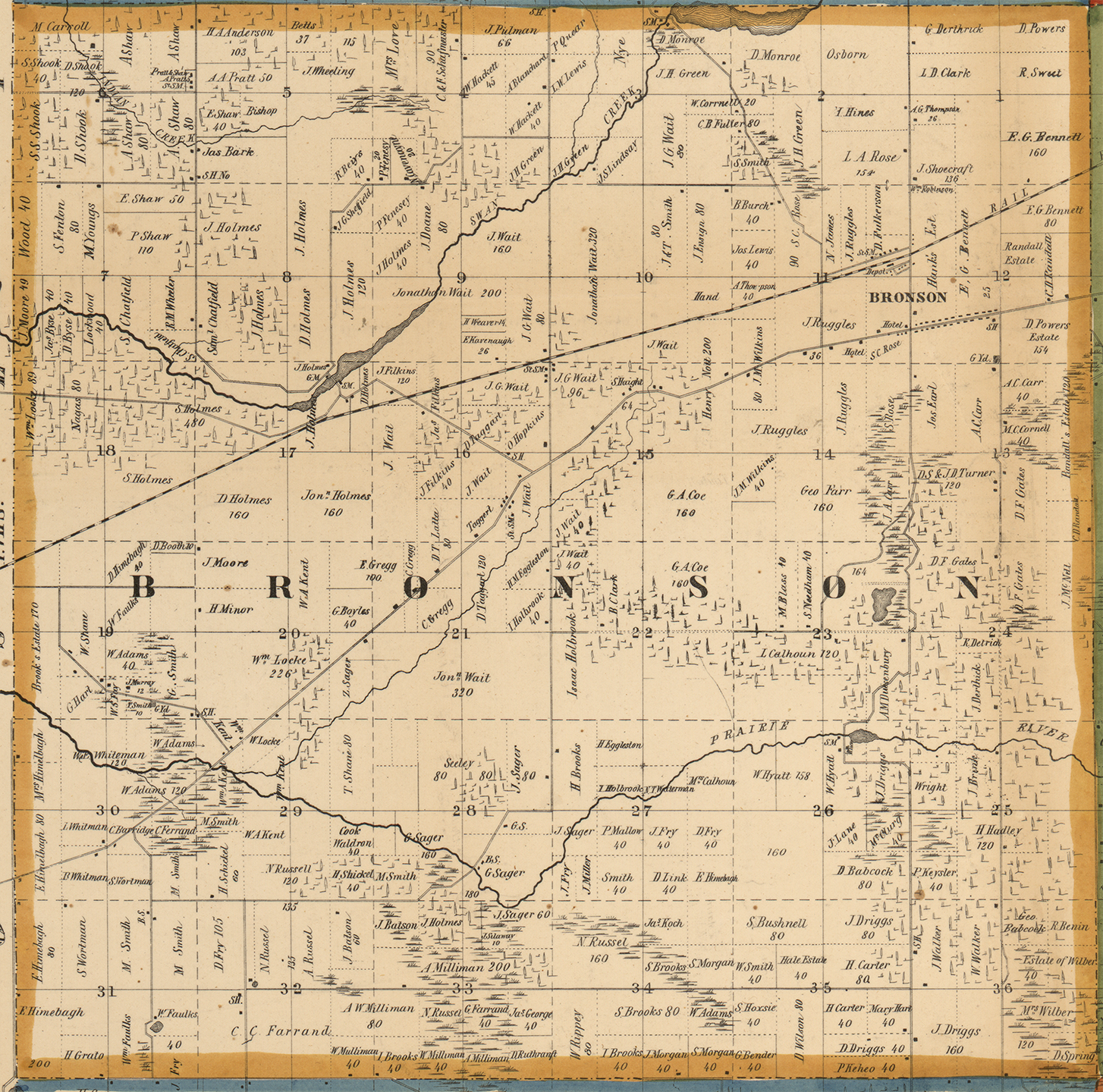 1858 Bronson Township, Michigan landownership map