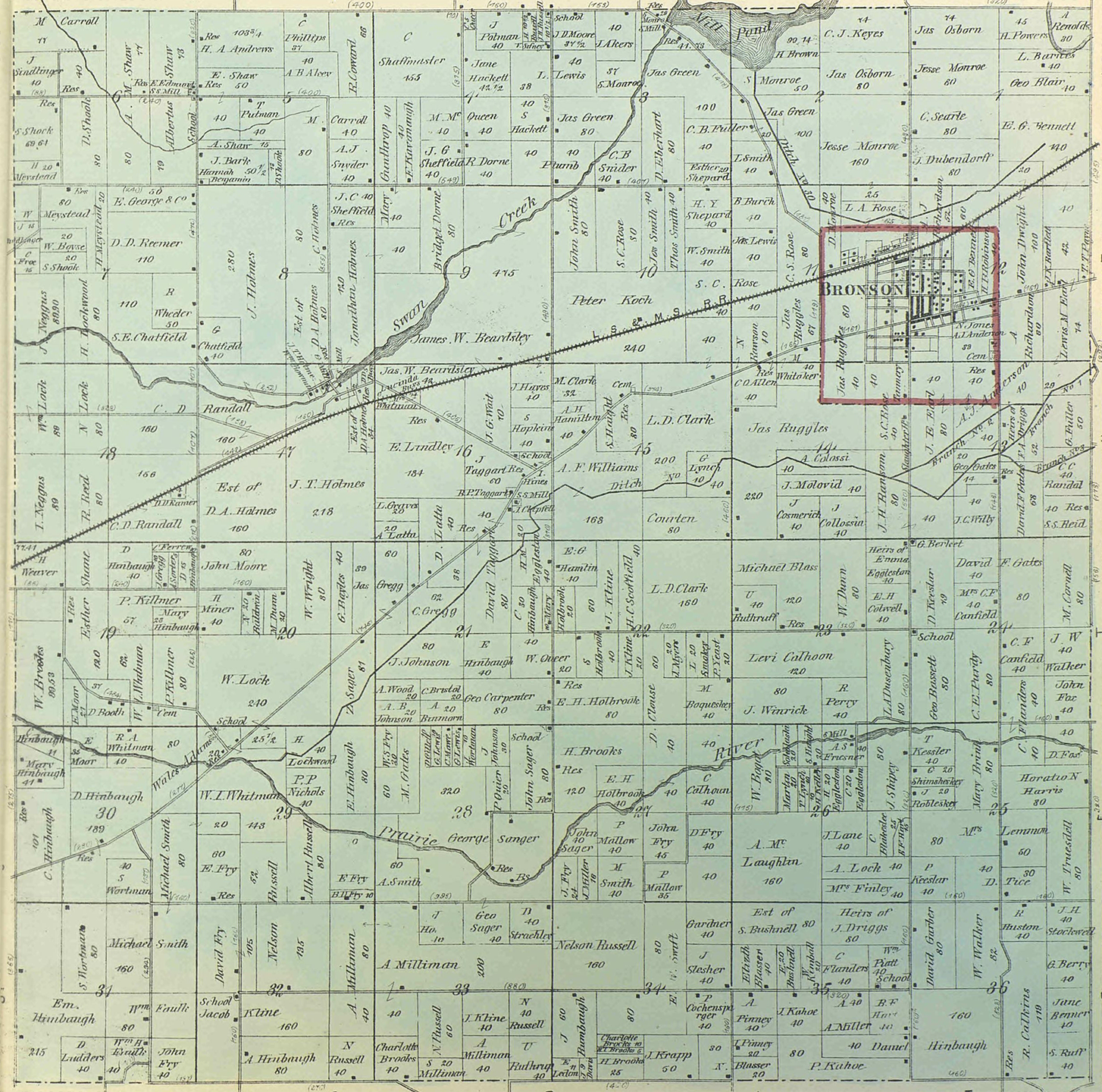 1872 Bronson Township, Michigan landownership map