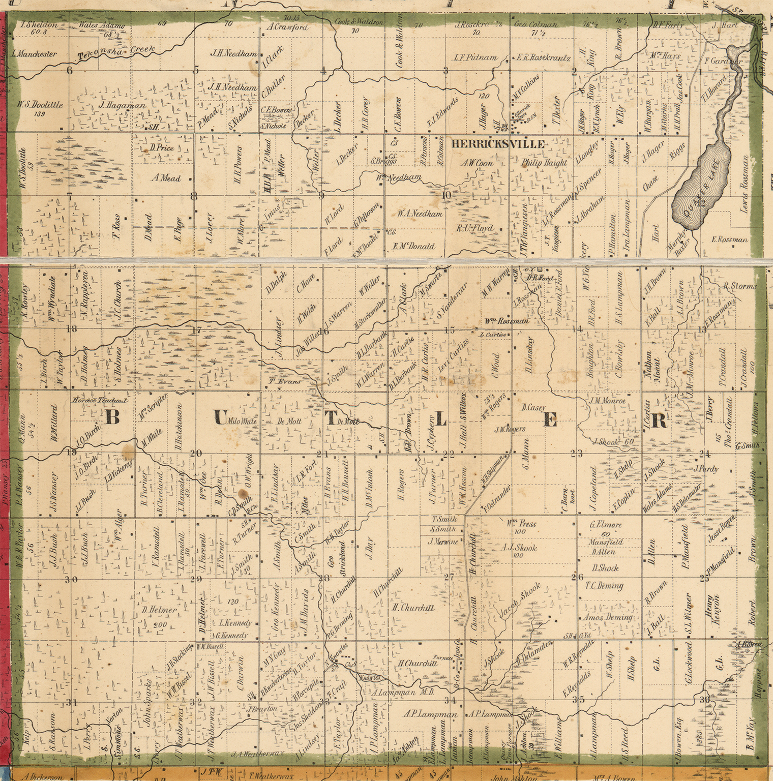 1858 Butler Township, Michigan landownership map