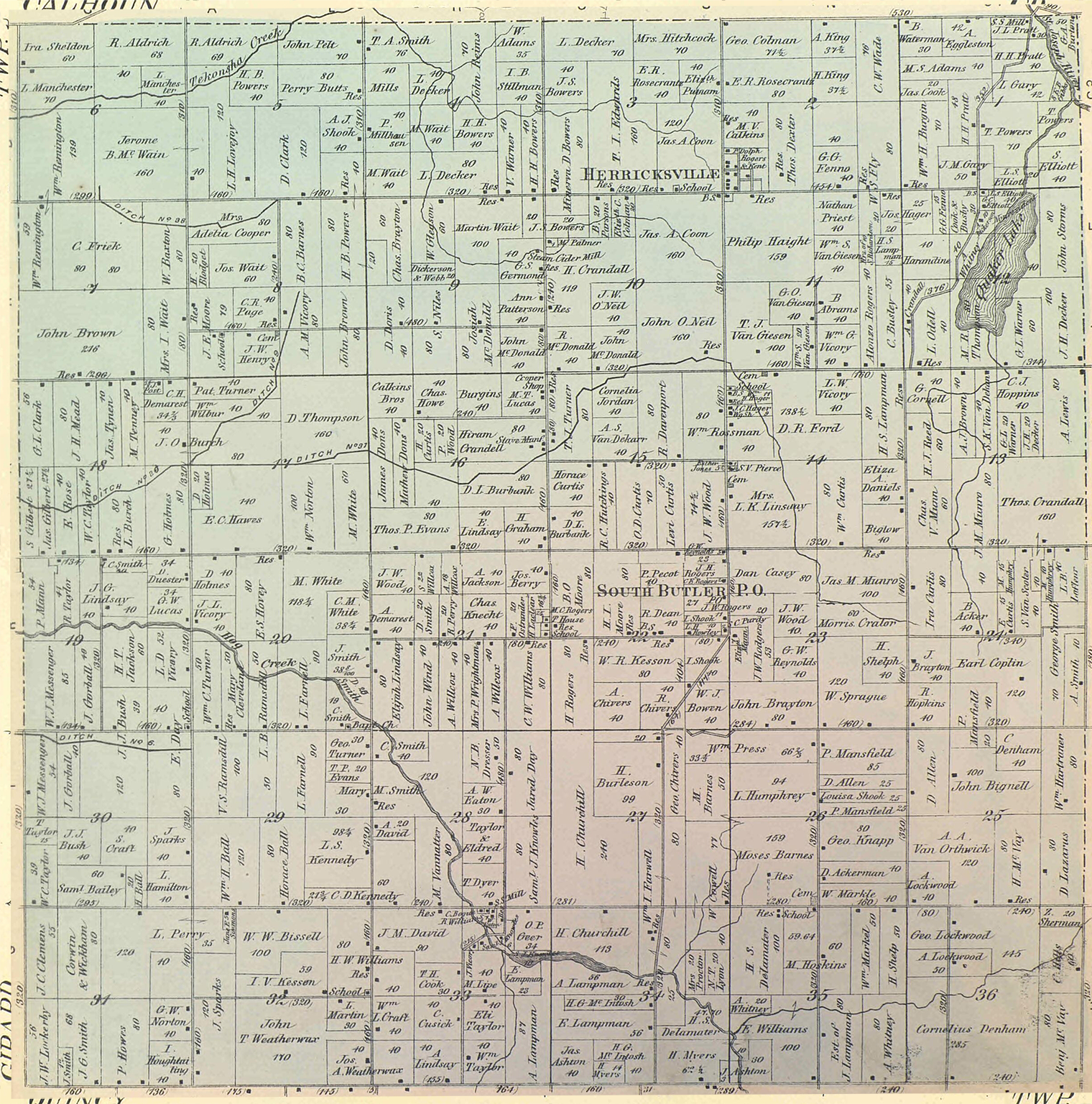 1872 Butler Township, Michigan landownership map