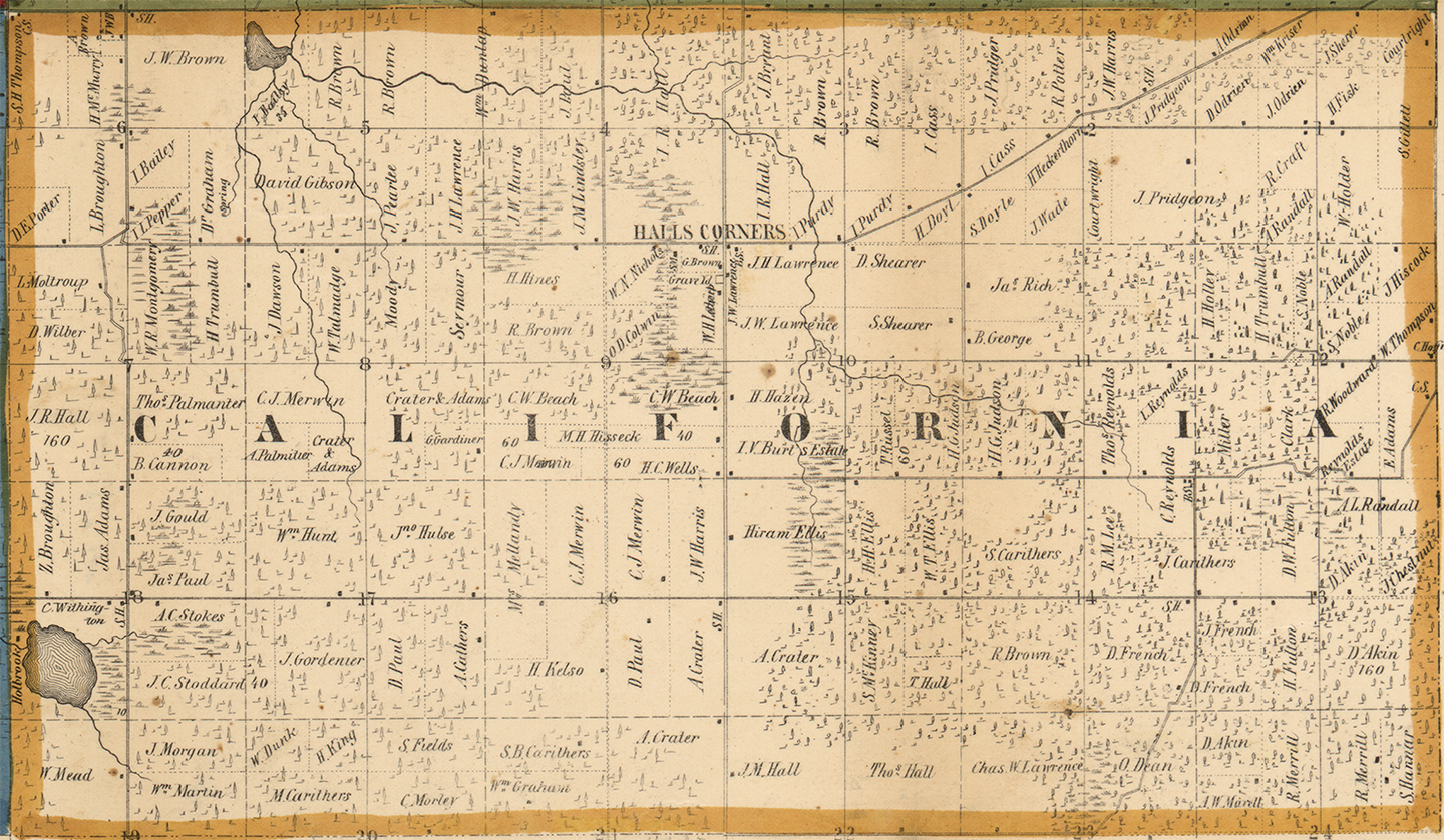 1858 California Township, Michigan landownership map