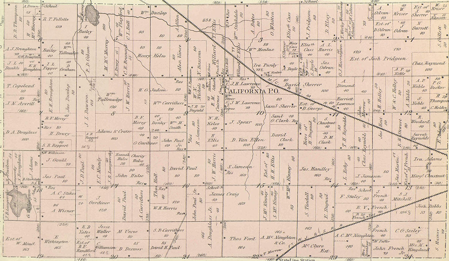 1872 California Township, Michigan landownership map