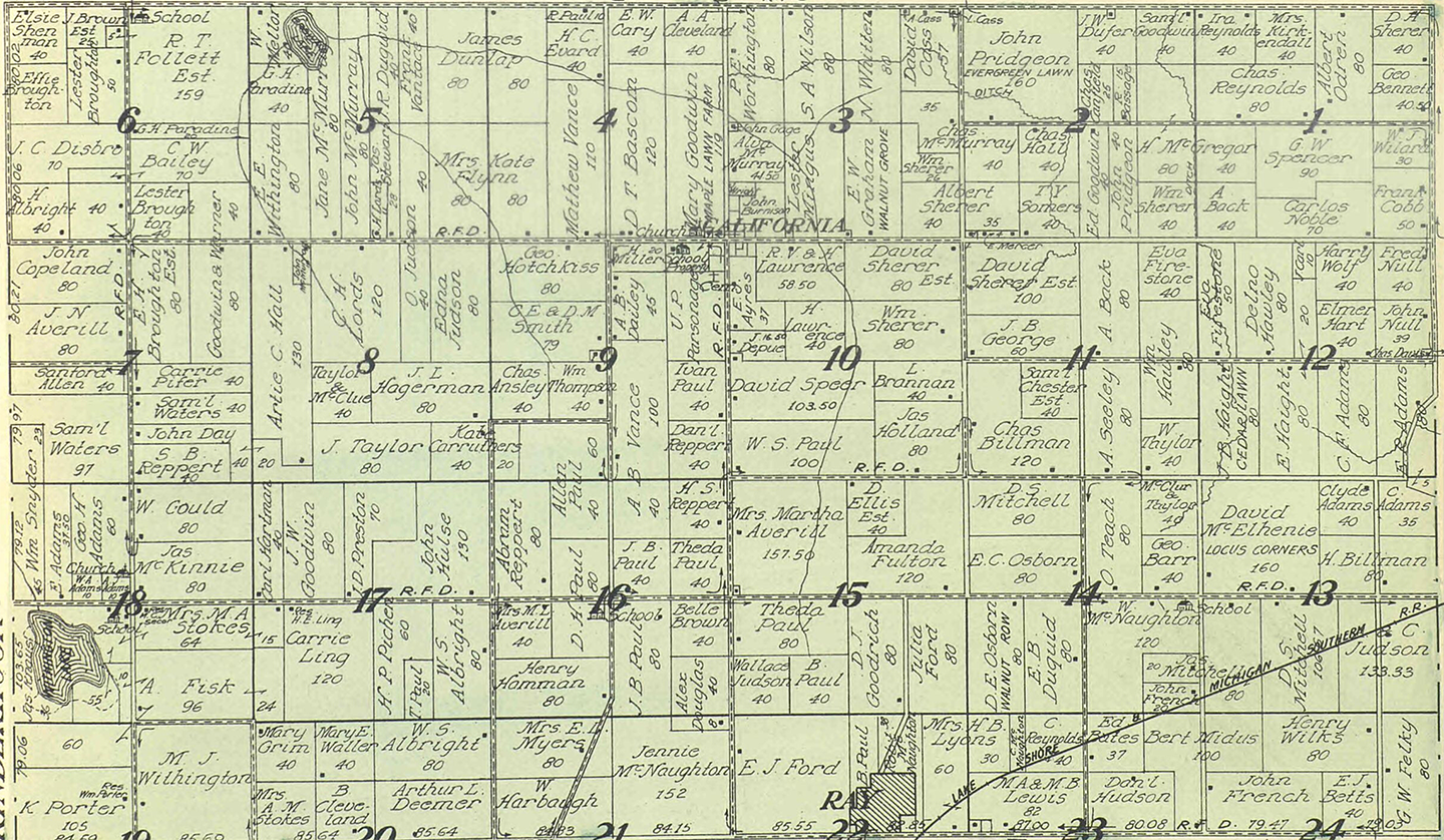1915 California Township, Michigan landownership map