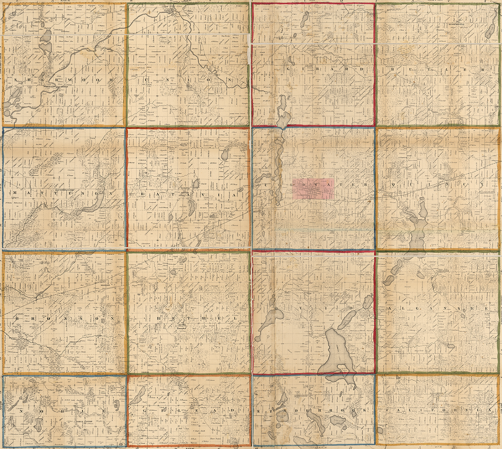 1858 Branch County, Michigan landownership map