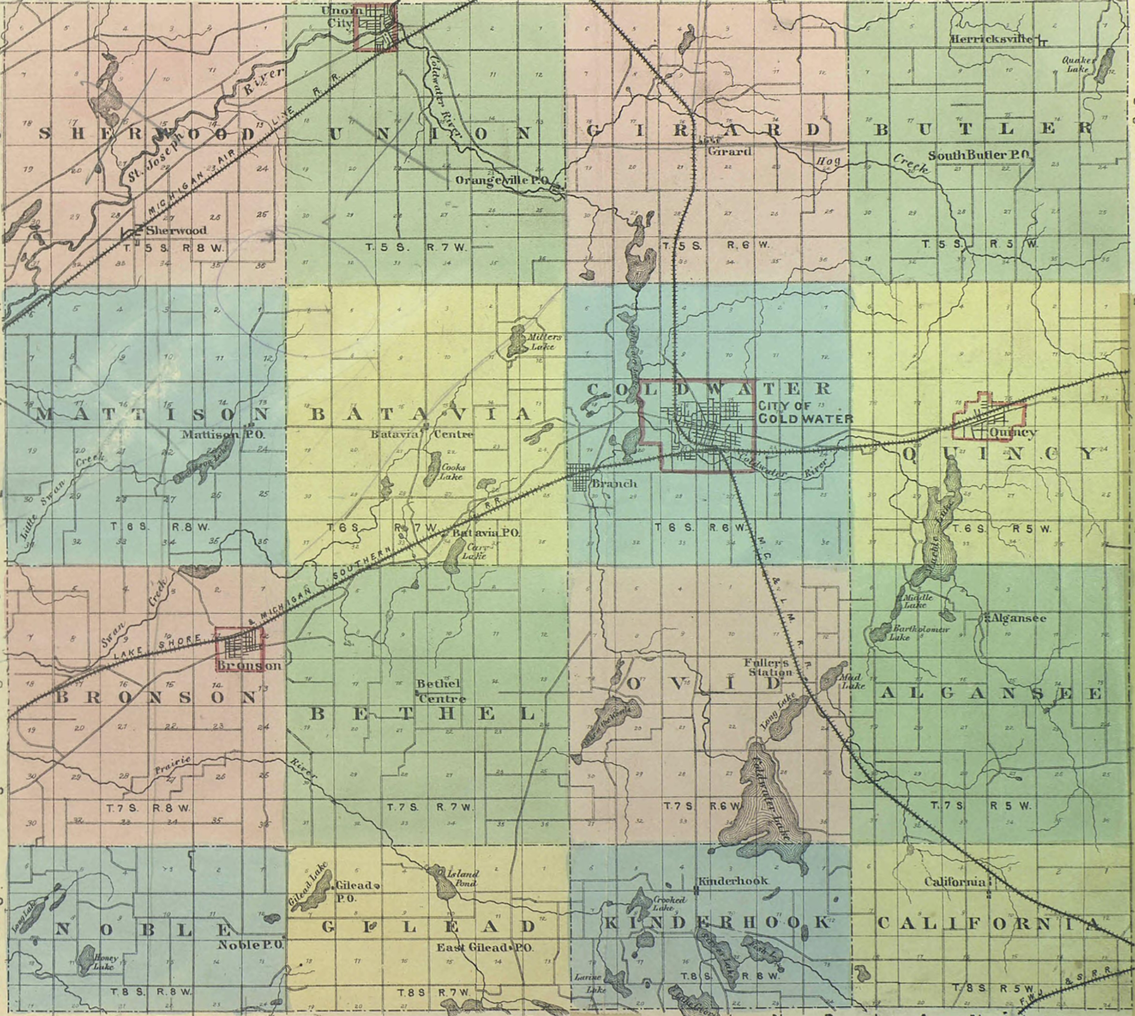 1872 Branch County, Michigan landownership map