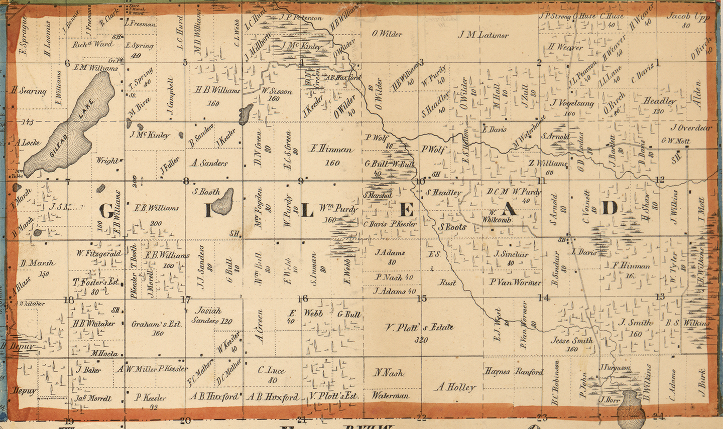1858 Gilead Township, Michigan landownership map