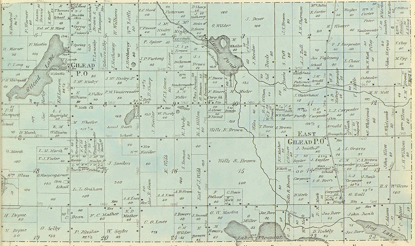 1872 Gilead Township, Michigan landownership map