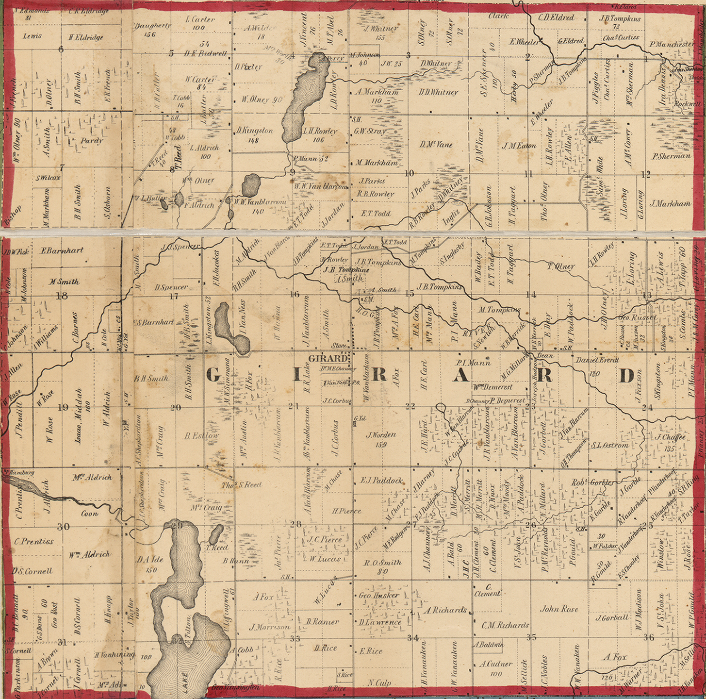 1858 Girard Township, Michigan landownership map