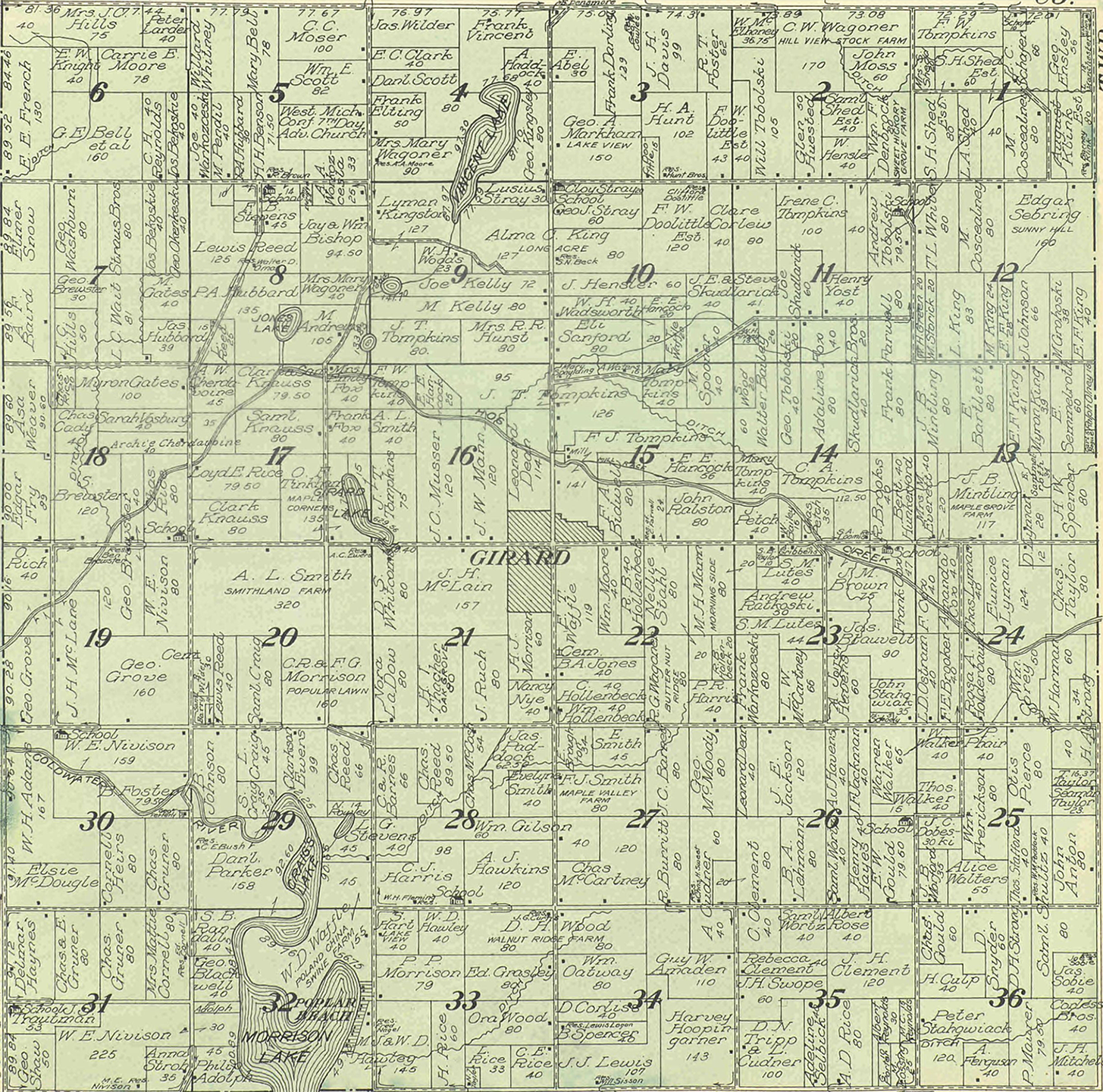 1915 Girard Township, Michigan landownership map