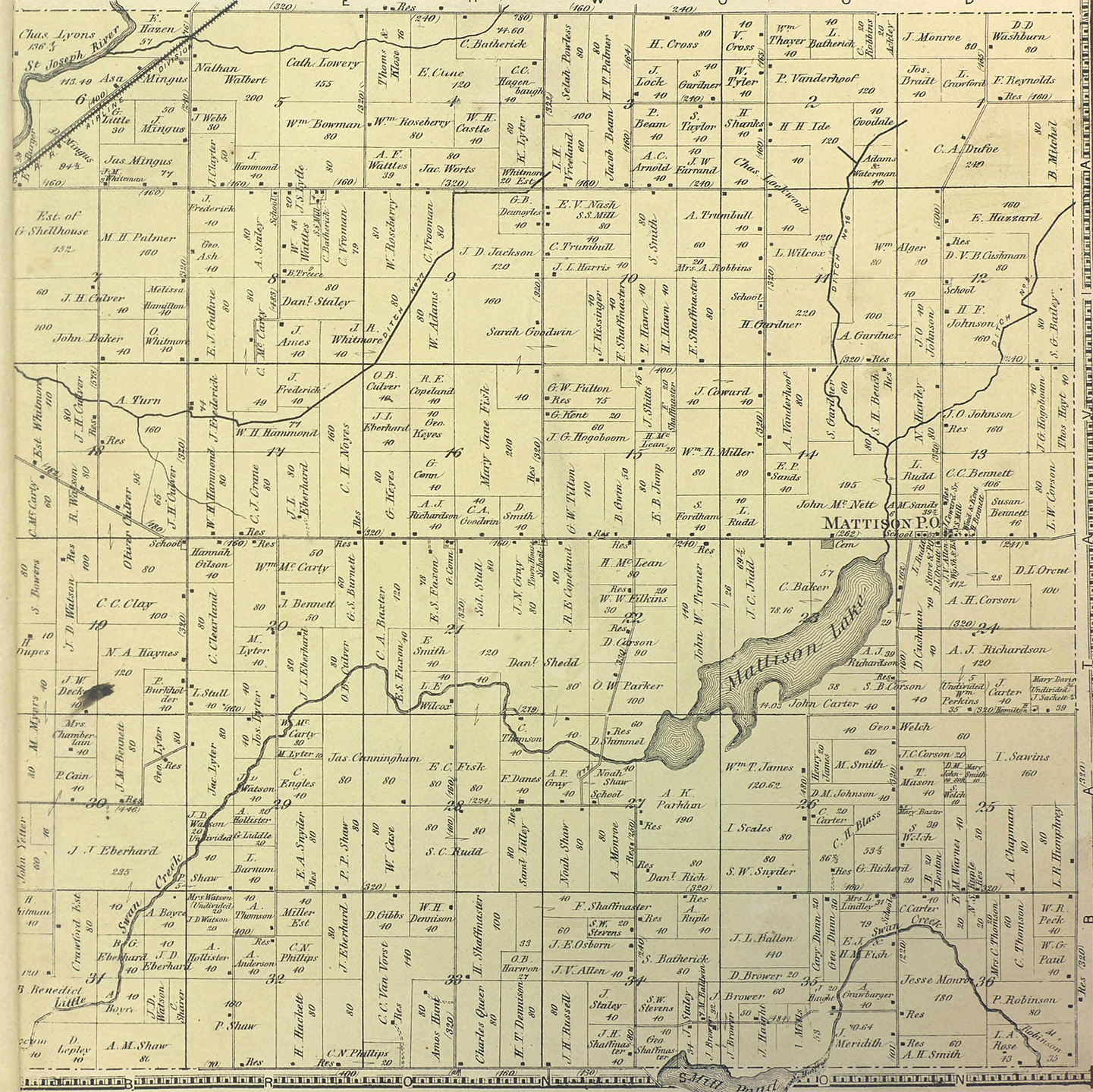 1872 Matteson Township, Michigan landownership map