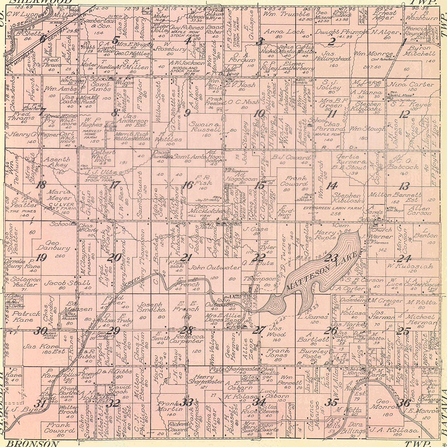 1915 Matteson Township, Michigan landownership map