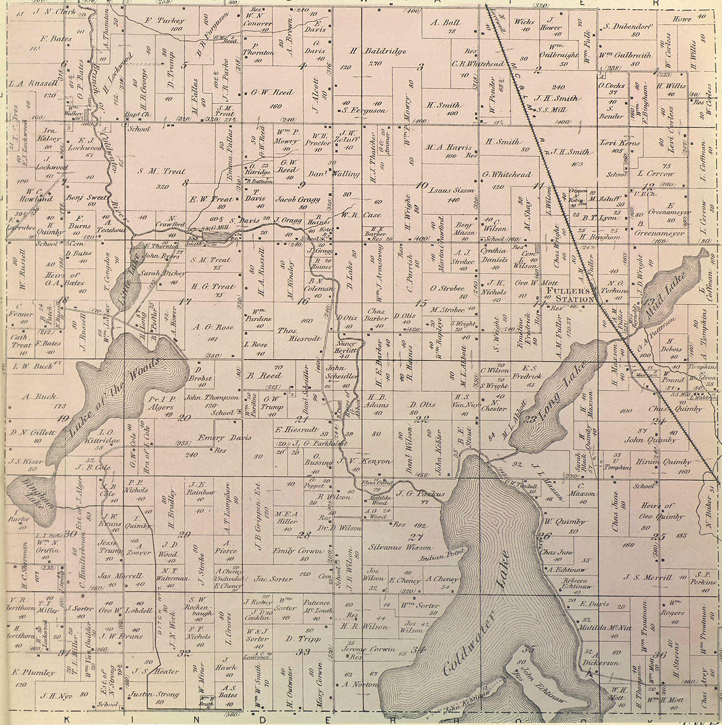 1872 Ovid Township, Michigan landownership map