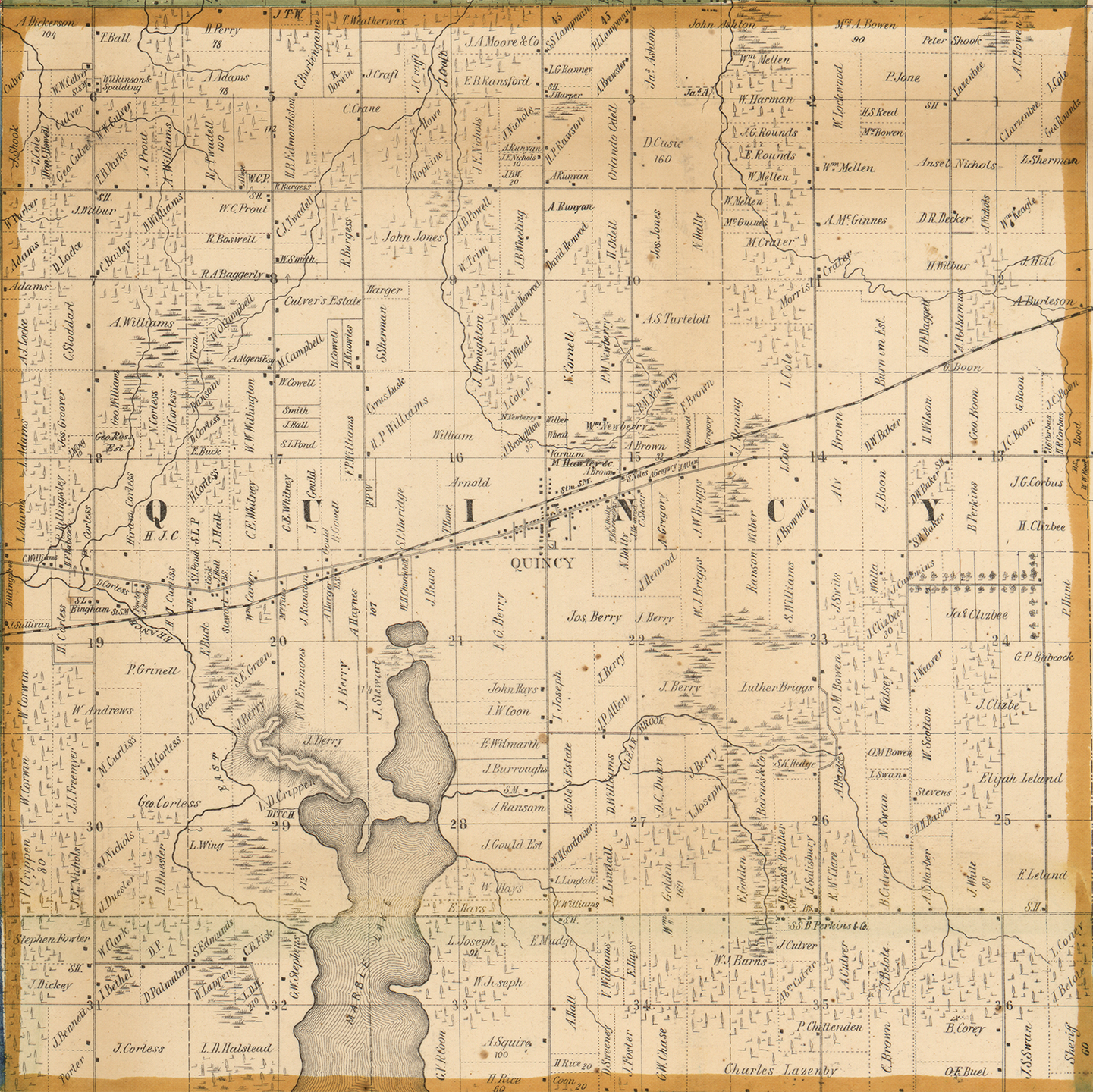 1858 Quincy Township, Michigan landownership map
