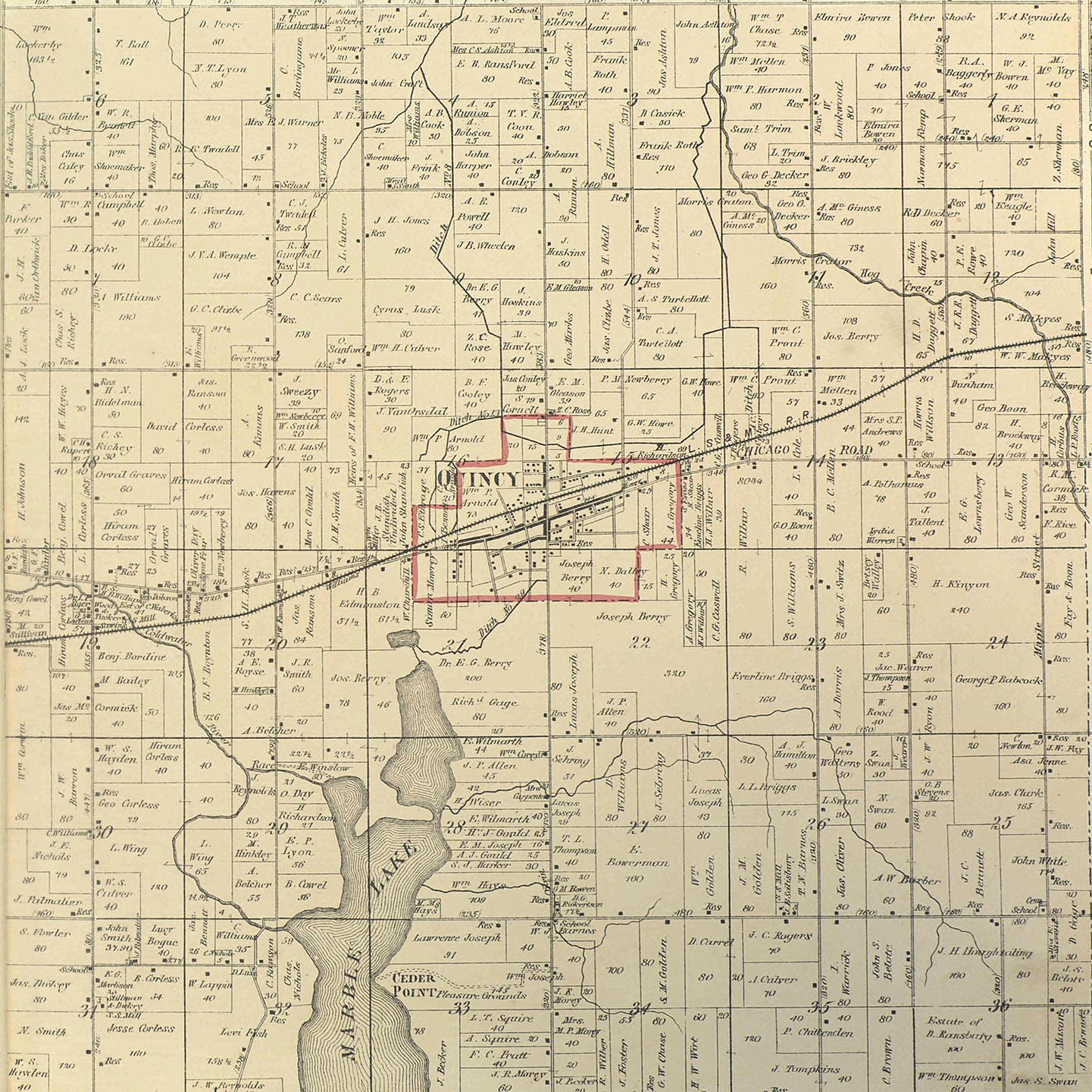 1872 Quincy Township, Michigan landownership map