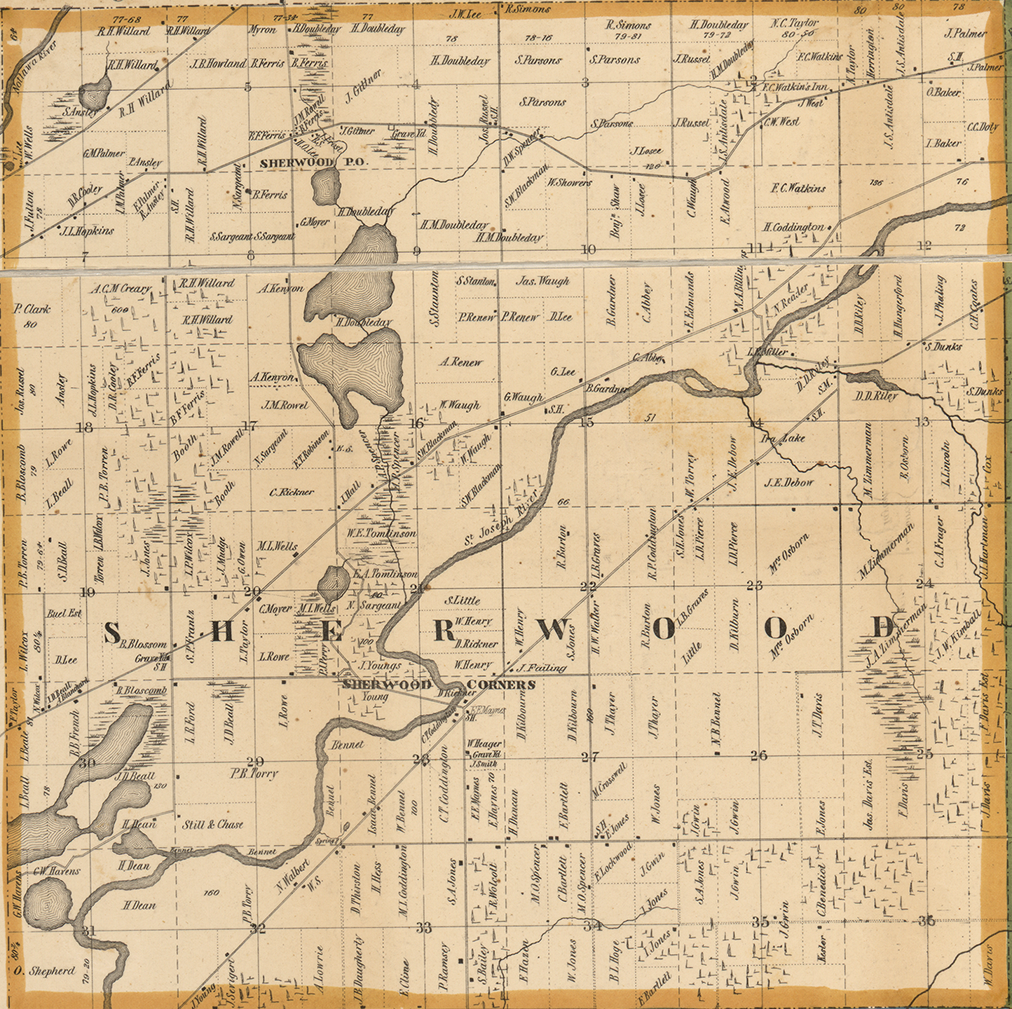 1858 Sherwood Township, Michigan landownership map