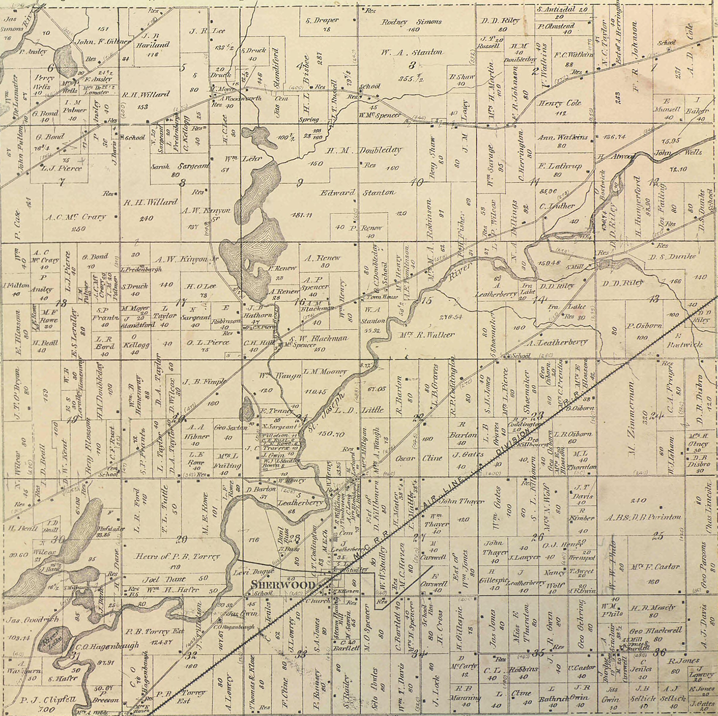1872 Sherwood Township, Michigan landownership map