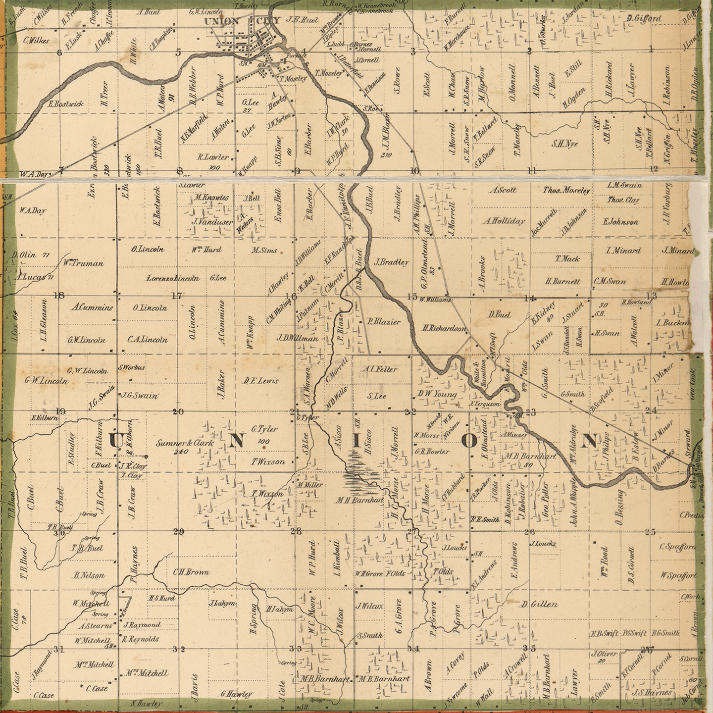 1858 Union Township, Michigan landownership map