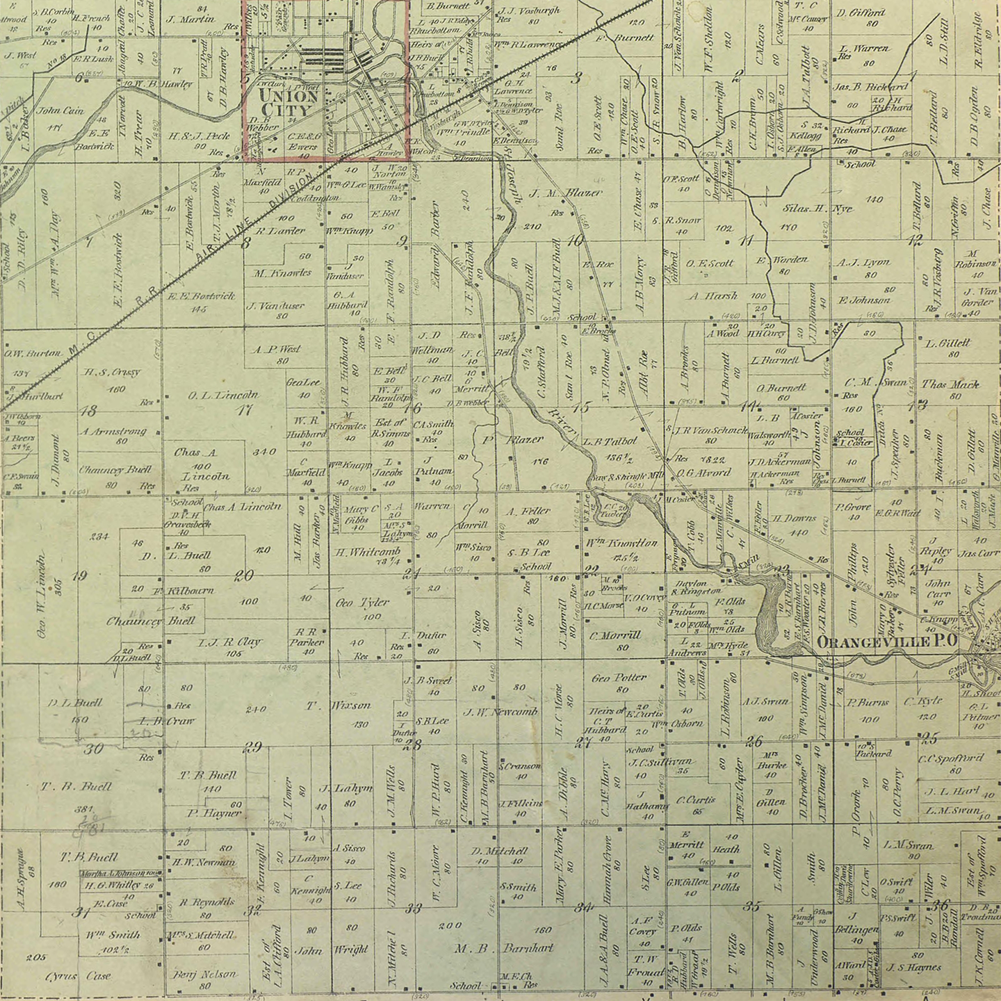 1872 Union Township, Michigan landownership map