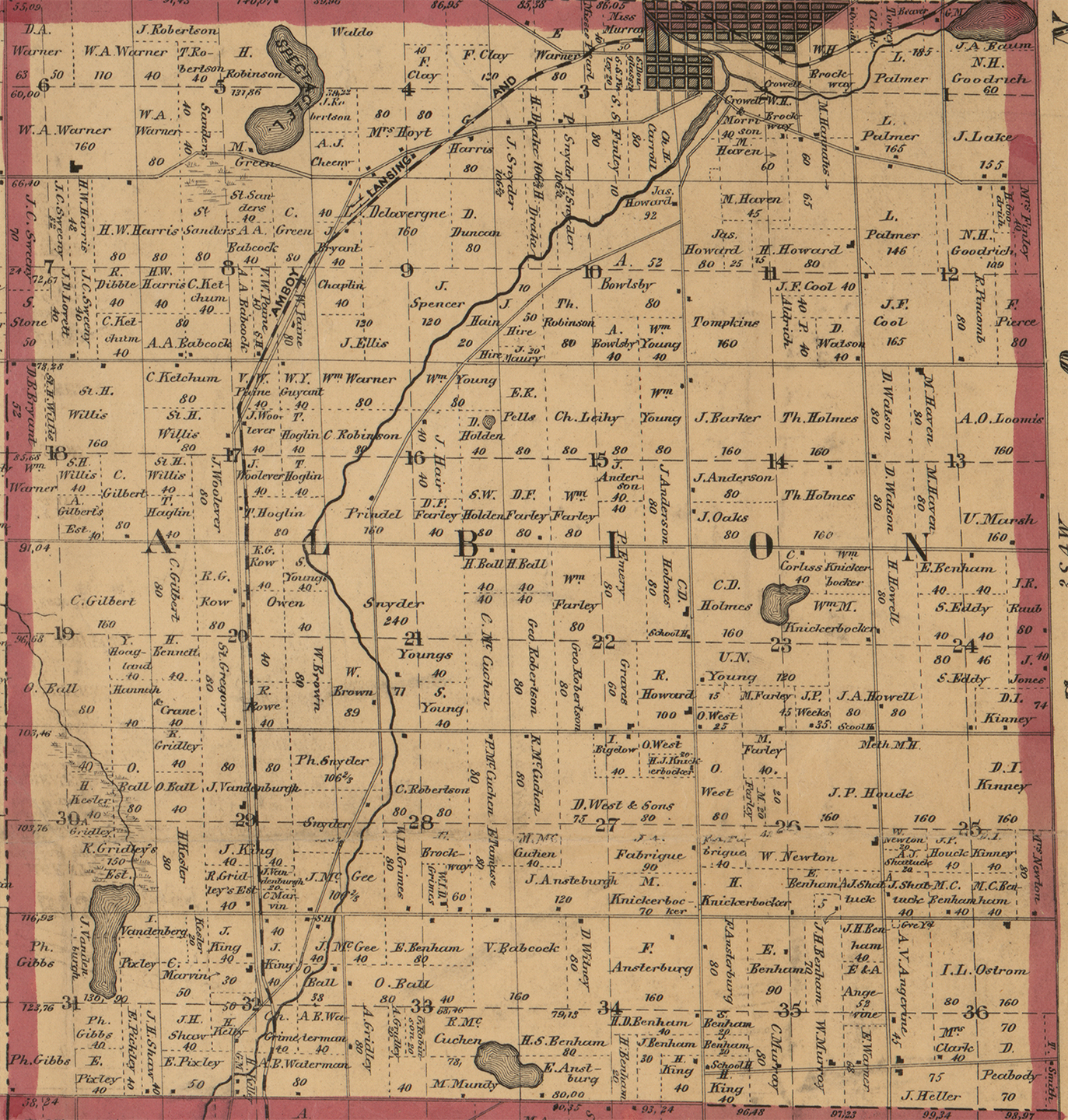 1858 Albion Township, Michigan landownership map