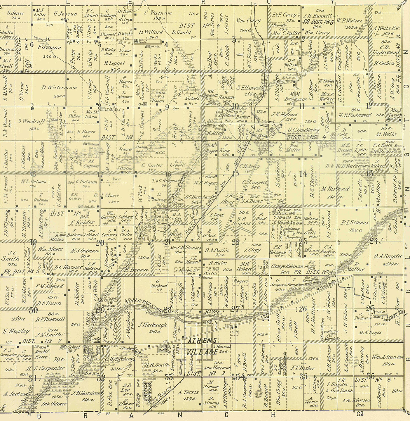 1894 Athens Township, Michigan landownership map