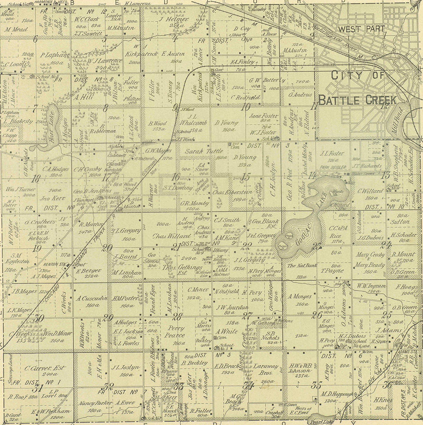 1894 Battle Creek Township, Michigan landownership map